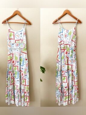 Cynthia Rowley Girls Brunch Linen Tiered Maxi Dress S